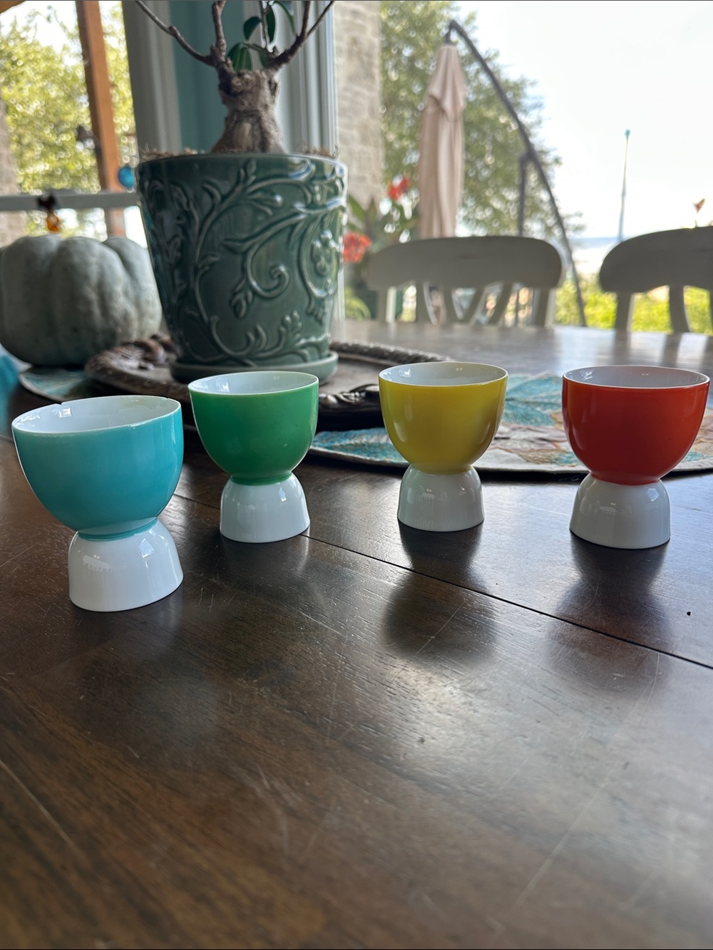 Vintage- Colorful Ceramic Egg Cup Set - Multicolor